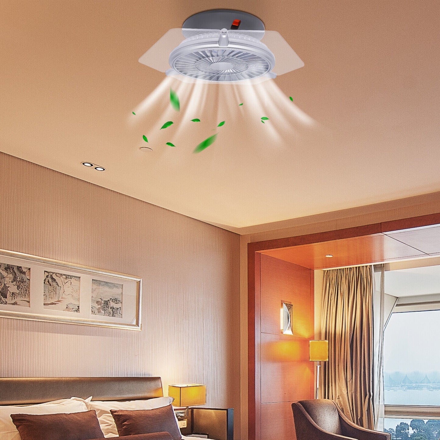 LED Ceiling Fan Light 3 Effects Transparent ChandelierDimmable Lamp 36W