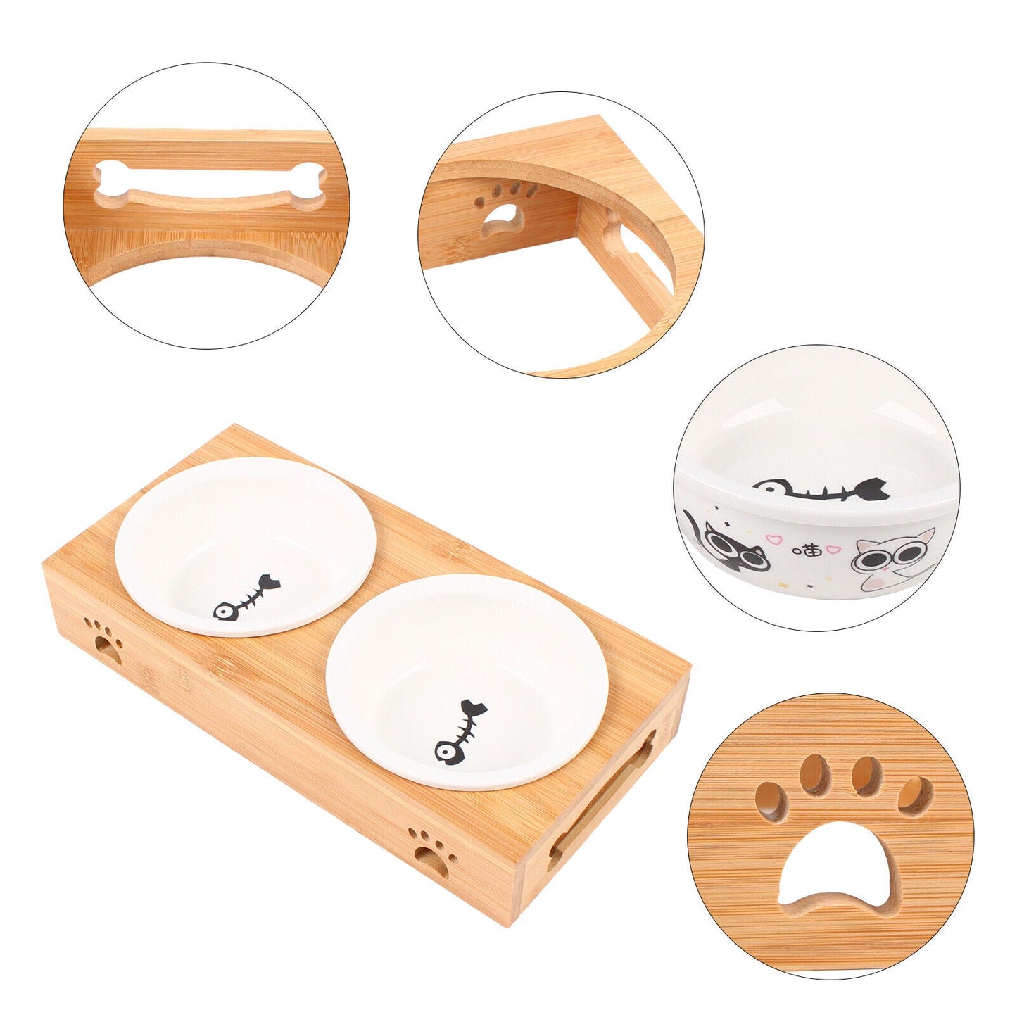 Pet Feeder Stand With Bowls