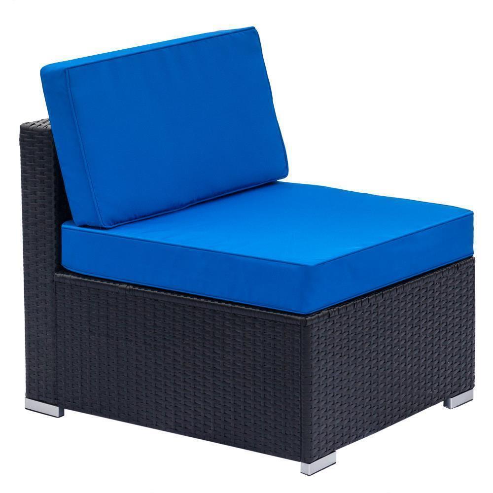 Single Sofa Wicker Rattan Livingroom in Blue