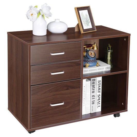 Storage Cabinet with Wheels Filing Office Versatile Stand Brown