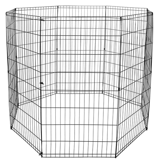 Pet Fence with 8 Panels Tall 48 Inches Black