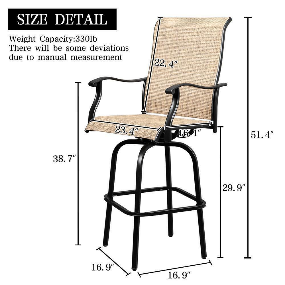 Patio Swivel Height Chairs Bar Stools Set of 2