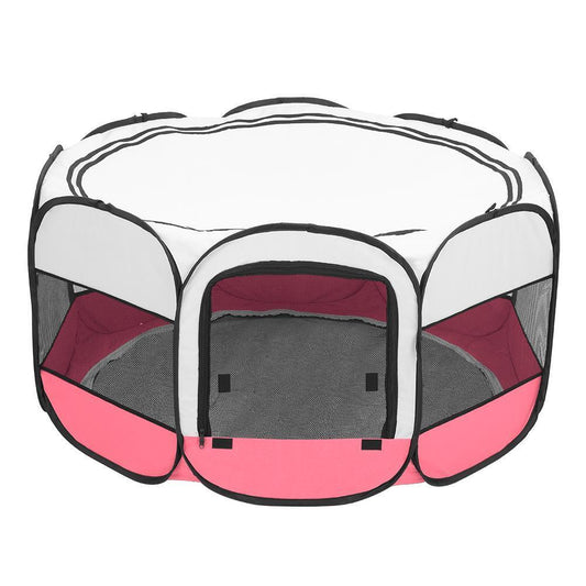 Foldable Kennel Pet Fence Puppy Soft 45 Inches Pink