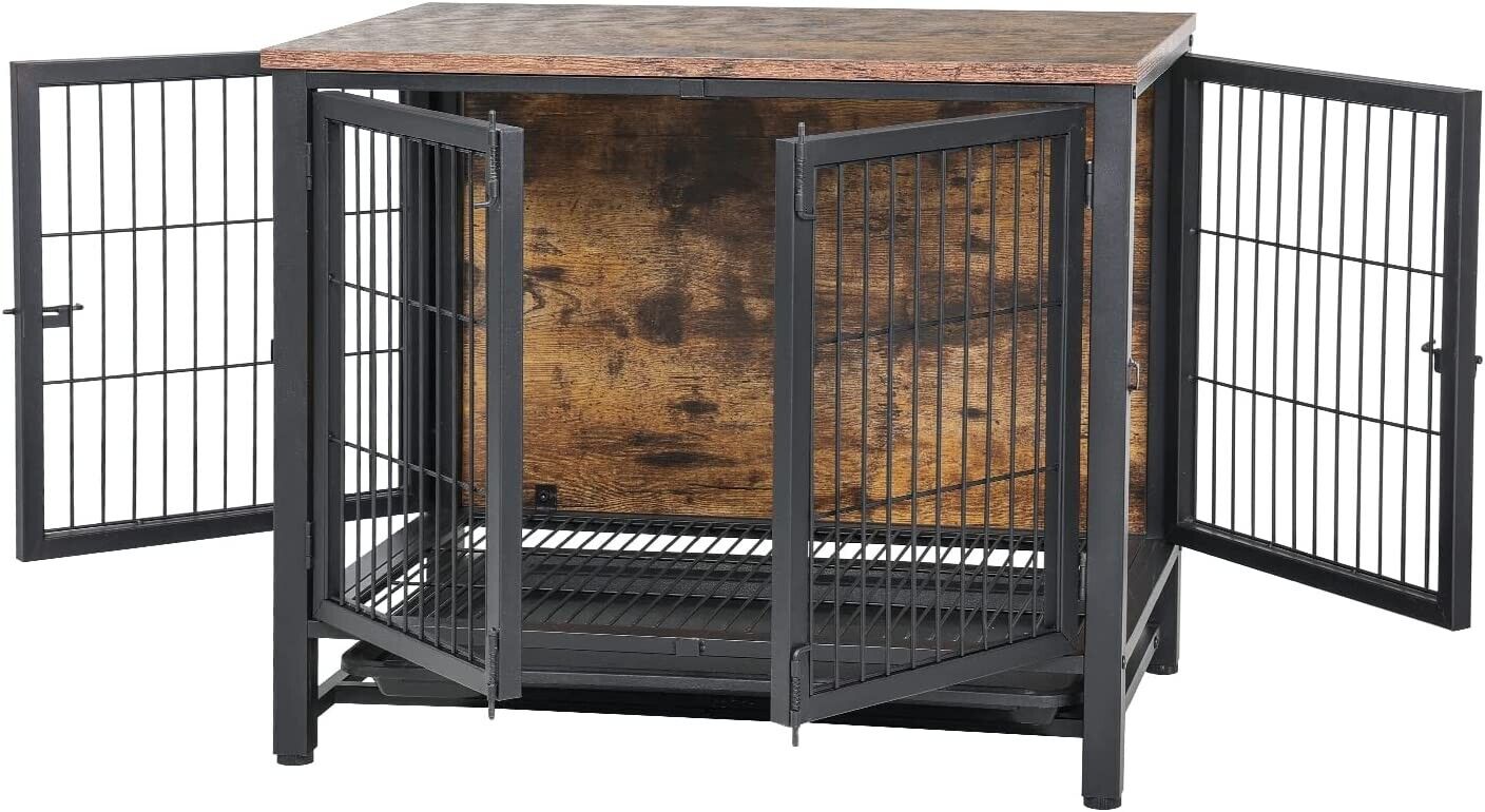 Pet Crate With Tray in Black