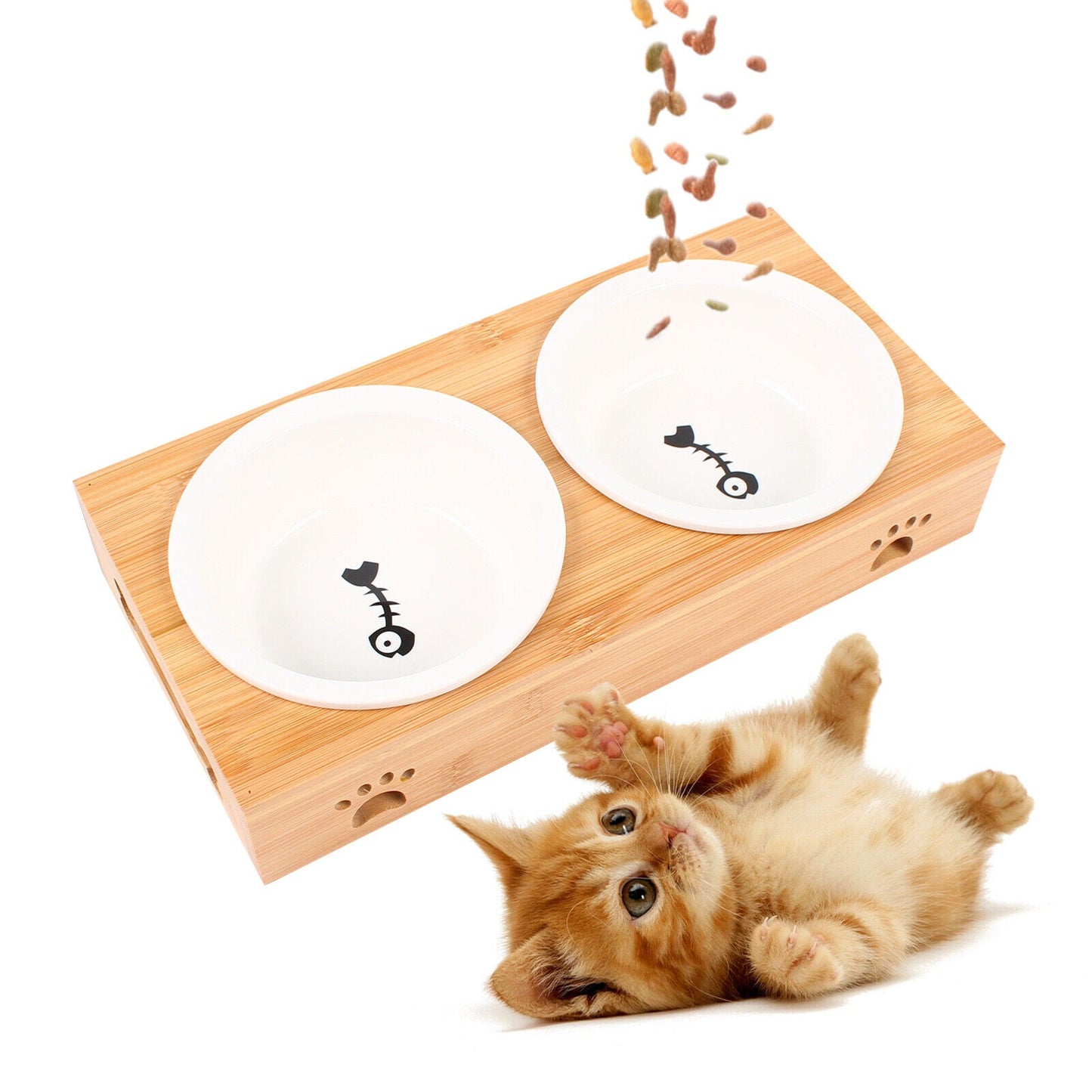 Pet Feeder Stand With Bowls