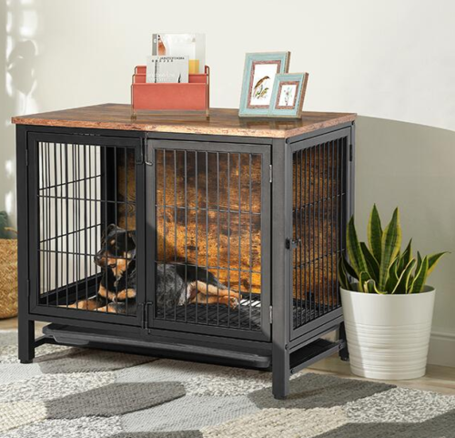 Pet Crate With Tray in Black