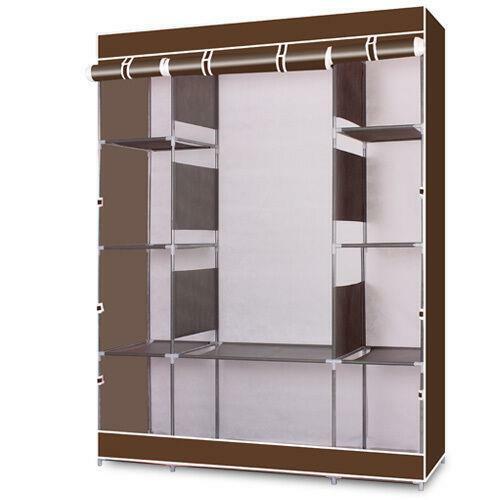 Portable Closet Storage Organizer Wardrobe Rack With Shelves