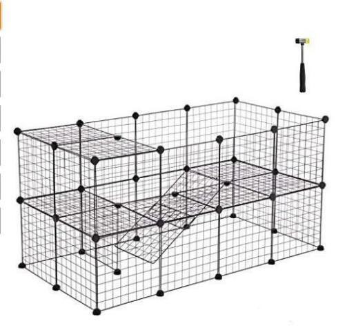 Pet Fence Exercise Cage with Door in Black