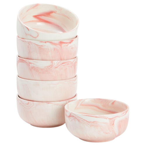 Bowl Soup Pink Marble Set