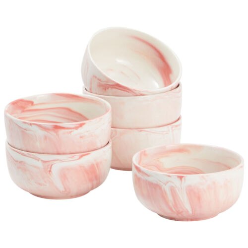 Bowl Soup Pink Marble Set